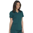 Dickies Woman's V-Neck Top With Rib Knit Panels DK870-CAR - Caribbean Blue