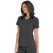 Dickies Woman's V-Neck Top With Rib Knit Panels DK870-PWT - Pewter