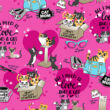 Majica s printom i V izrezom "Love And A Cat" - DK852-LVAC