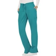 Cherokee Woman's Mid Rise Moderate Flare Drawstring Pant WW120-TLB - Teal Blue