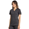 Cherokee Woman's Mock Wrap Top WW775AB-PWT - Pewter