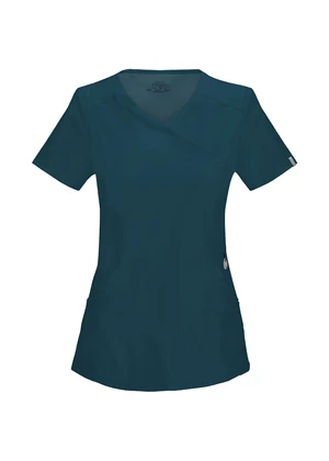 Cherokee Woman's Mock Wrap Top 2625A-CAPS - Caribbean Blue