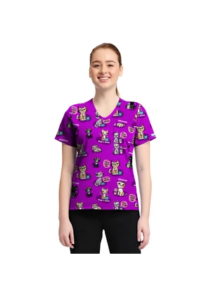 Cherokee CK857-CFTK  Kávézó macskás női felső - Mintás