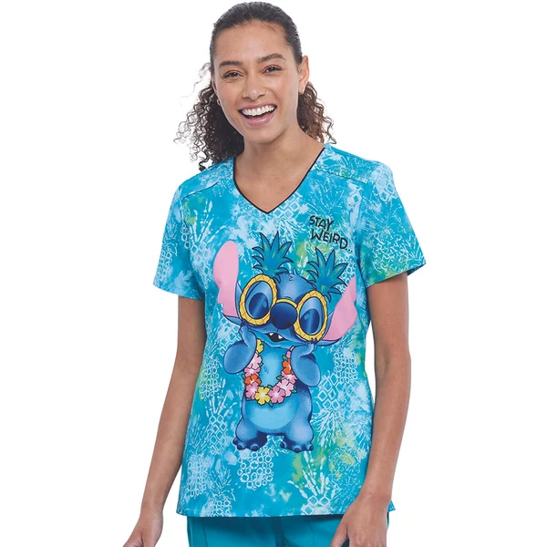 Cherokee Woman's V-Neck Print Top TF690-LHYW - Stay Weird